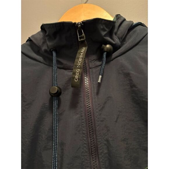 Greg Norman Men's Navy Windbreaker Jacket Size L Lightweight Hooded - Picture 3 of 8